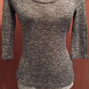 Anthropologie SPARKLE & FADE Grunge Gray Semi-sheer 3/4 Sleeve Tunic Top Size S